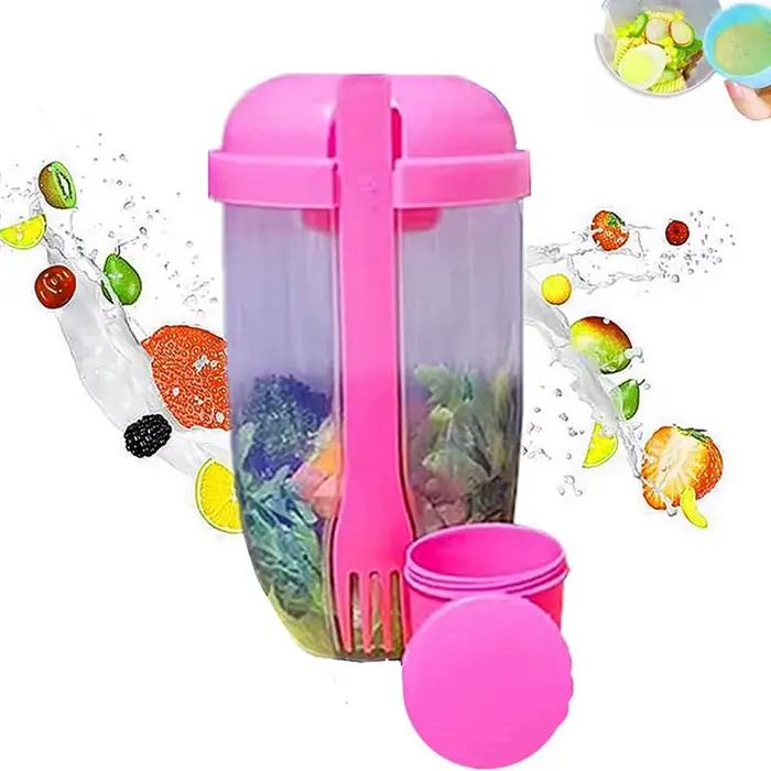Tasse à salade portable avec fourchette et couvercle, bouteille de fruits, légumes, petit-déjeuner, transport pour le travail, voyage, pique-nique, bouteille de nourriture pour l'école et le camping