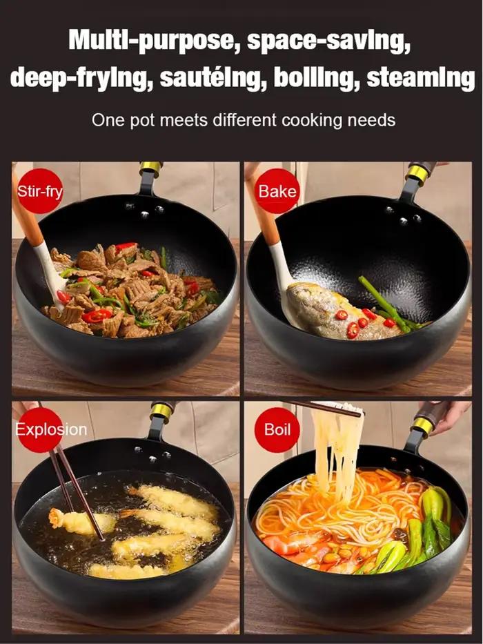 Pot en fonte sans revêtement sans cuisinière, conception de ventre de grande capacité pour ragoût de soupe, ustensiles de cuisine durables