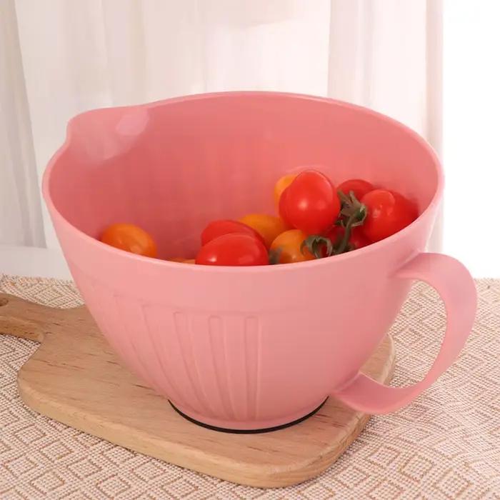 Bol à mélanger de cuisson de grande capacité avec poignée, bol à mélanger pour salade à fond antidérapant, conception de dérivation en forme de V PP, bol à battre les œufs