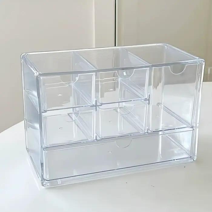 Boîte de rangement transparente à six compartiments