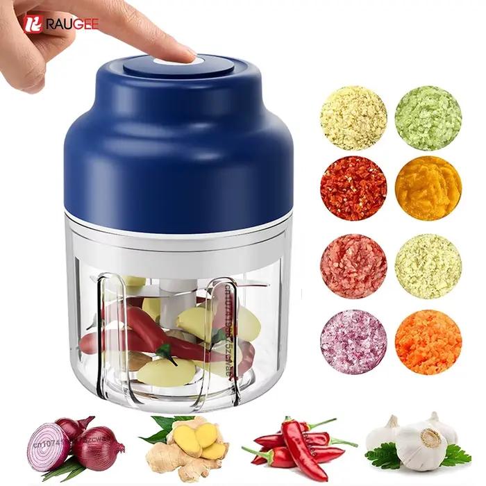 Hachoir d'ail électrique mini multifonction sans fil pour hacher ail, oignon, noix, viande et légumes facile à nettoyer pour cuisine, camping et barbecue