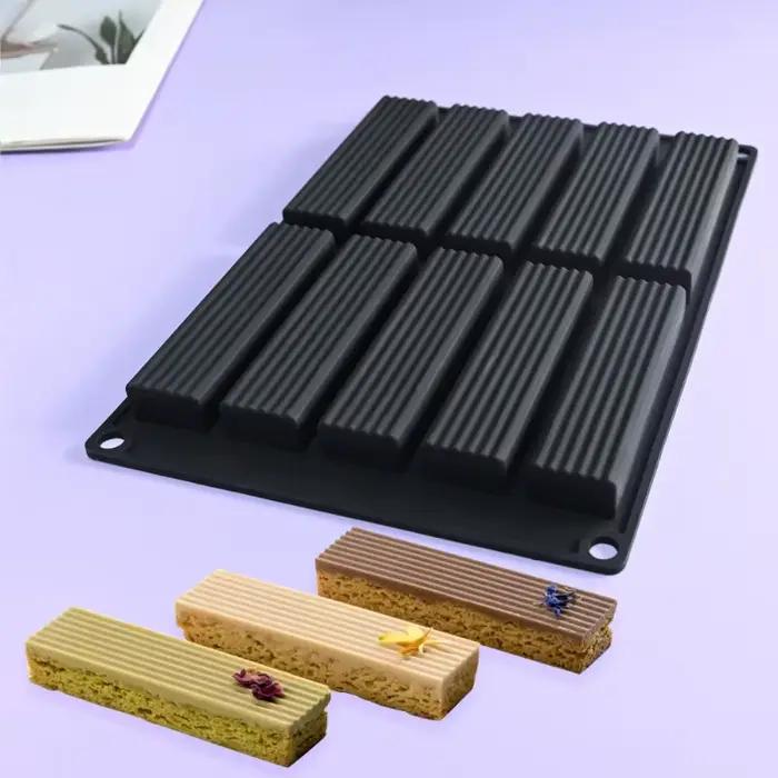 Moules rectangulaires en Silicone à rayures pour barre de chocolat, pour la cuisson de bonbons, Granola, pâtisserie, beurre, décoration de cuisine