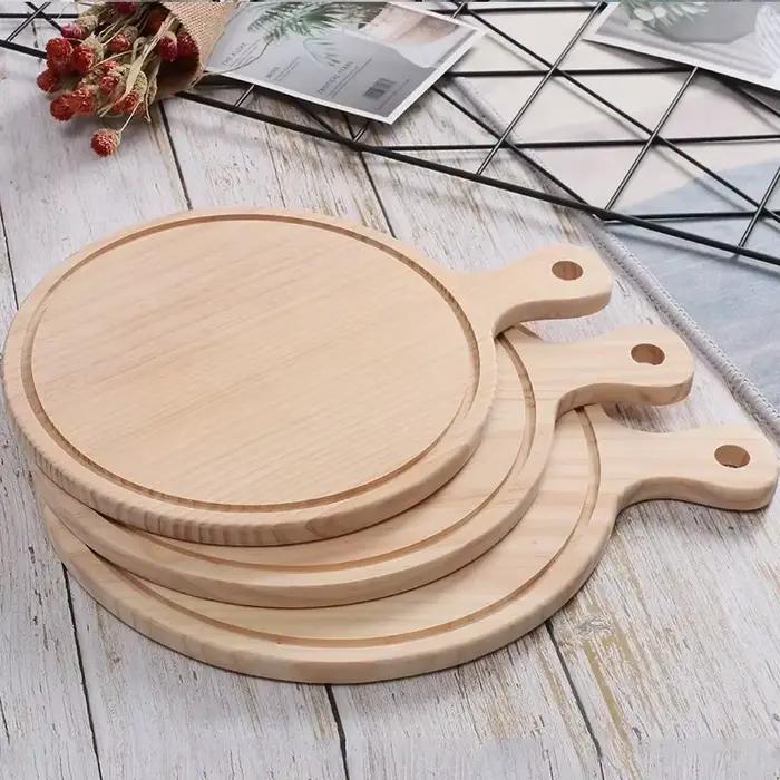 Pierre à Pizza, plateau de cuisson de Pizza à main, plateau de planche à découper, ustensiles de cuisson de gâteaux, planche à Pizza ronde en bois de 6 à 13 pouces