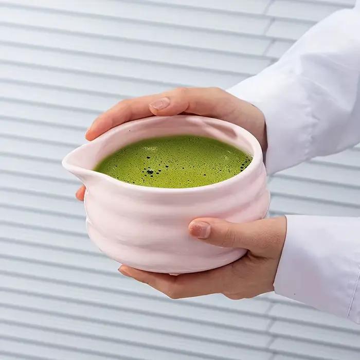 Bol Matcha traditionnel japonais en céramique, 460ml/16oz, avec bec verseur, fait à la main, cérémonie du thé vert Matcha de Style japonais, Chawa, 1 pièce