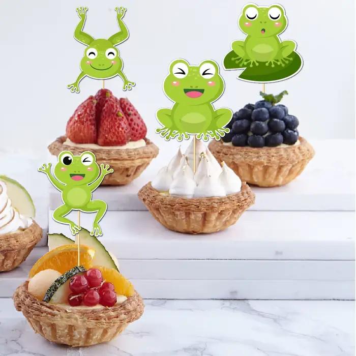 Décoration de gâteau d'anniversaire en forme de grenouille de dessin animé