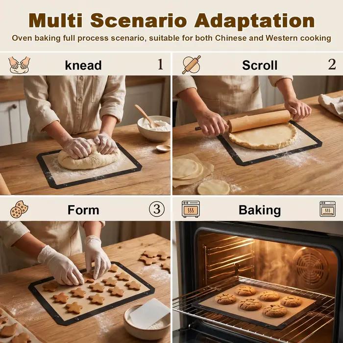 Tapis de cuisson en fibre de silicone avec spatule et brosse