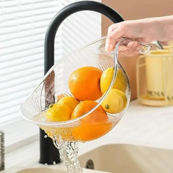 Filtre de lavage de riz avec poignée, gadget de cuisine, bassin de rinçage, panier de vidange, ménage, lavage de vaisselle, fruits, évier de base