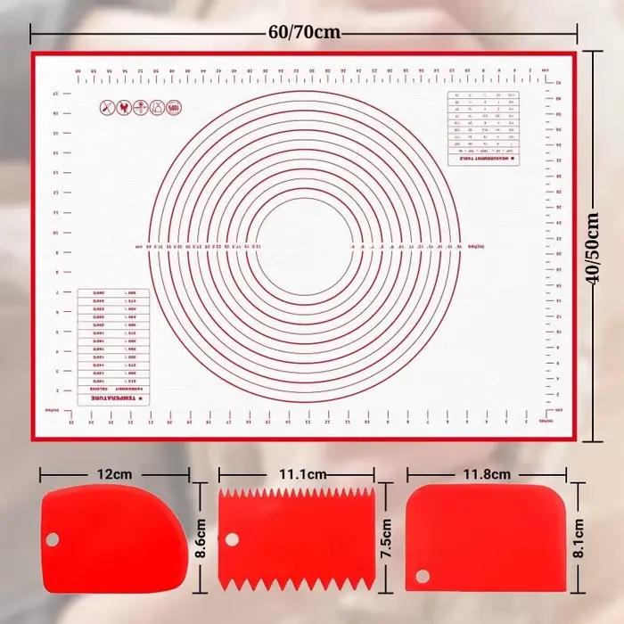 Tapis de pâtisserie en silicone de qualité alimentaire avec échelle