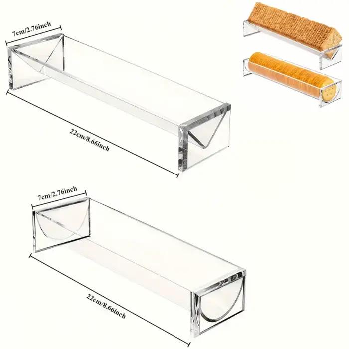 Plateau de service rectangulaire en acrylique transparent pour exposition des aliments