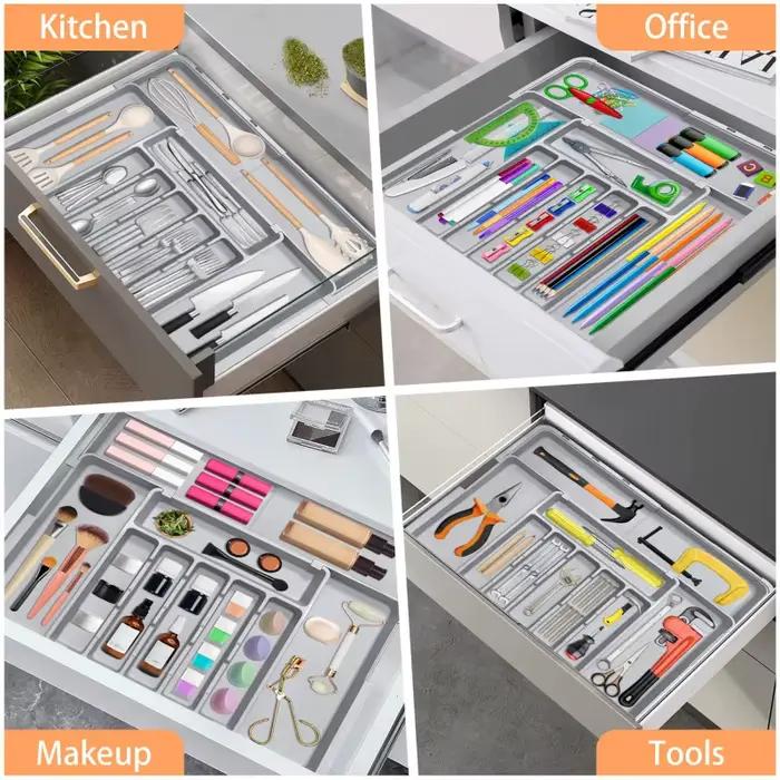 Organisateur de tiroir de cuisine extensible gris
