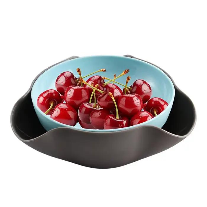 Bol à collation double couche en plastique bleu pour pistaches cerises et popcorn occasionnels et cadeau pour la maison café hôtel restaurant magasin