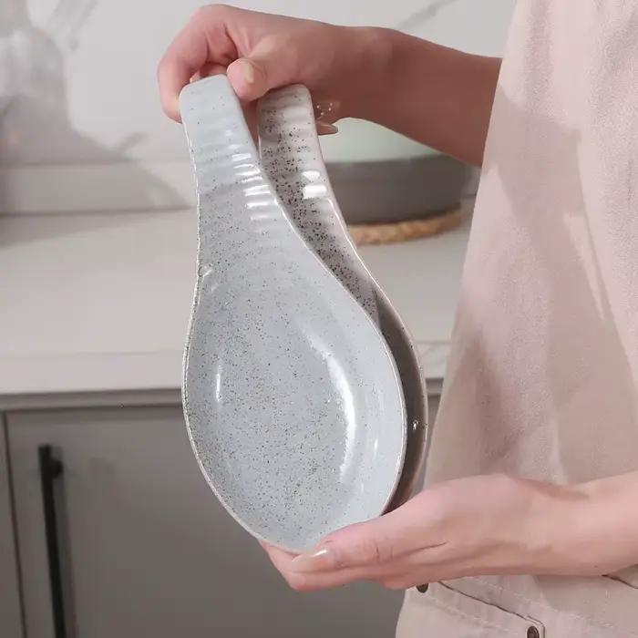 Repose-cuillère en porcelaine, porte-ustensiles en céramique pour dessus de cuisinière, organisateur d'outils de cuisine de comptoir, pinces à louche spatule