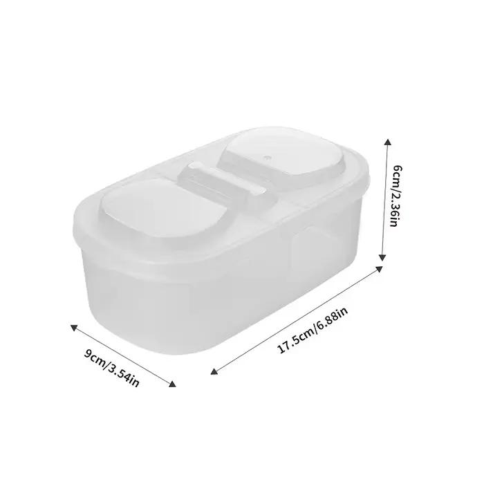 Récipient de stockage des aliments, organisateur d'épices à double compartiment, pour Fruits, épices, herbes, scellé, sans danger pour le micro-ondes, réutilisable, facile à nettoyer