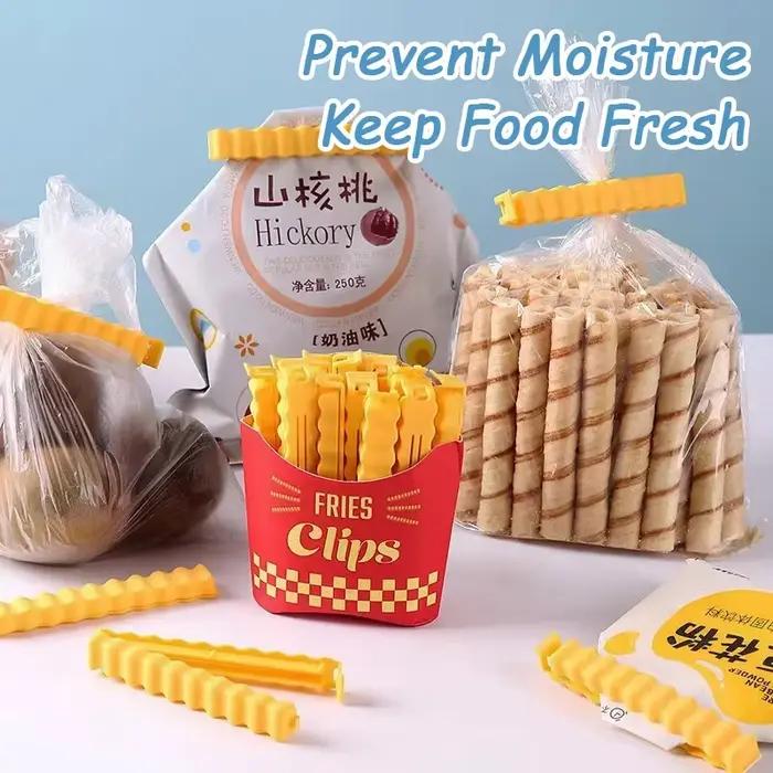 Clip de scellage en forme de frites, clips de scellage alimentaire créatifs, clips en plastique anti-humidité pour la conservation des aliments frais, pour sceller les sachets de snacks