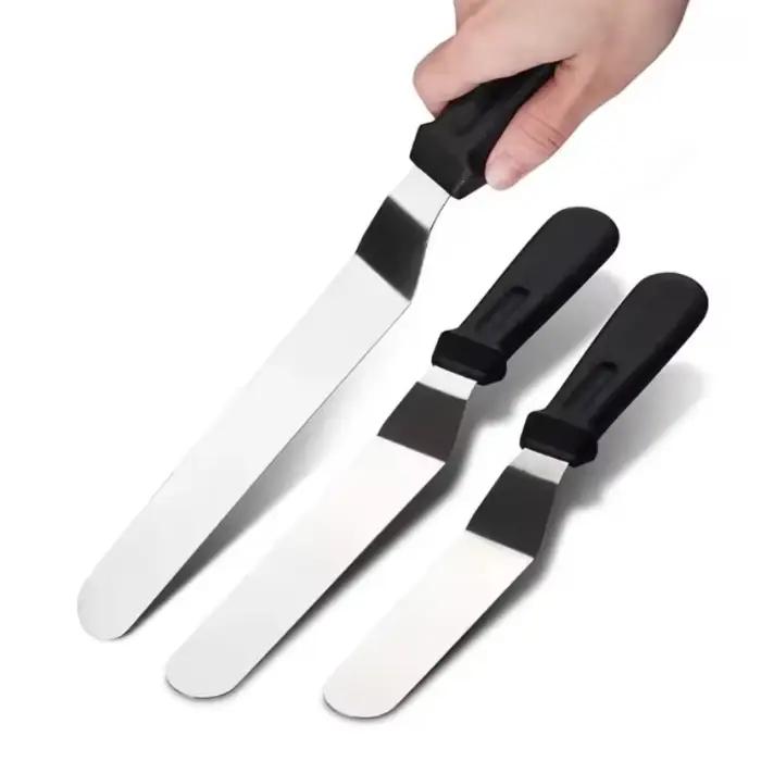 Lot de 3 spatules angulaires en acier inoxydable pour décoration de gâteaux