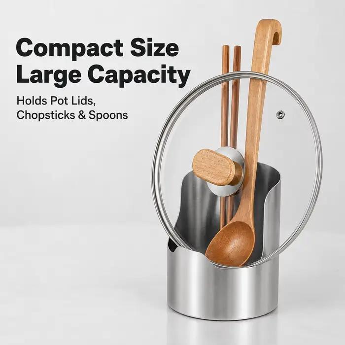 Support pour couvercles et ustensiles en acier inoxydable, organisateur de cuisine polyvalent pour cuillères, louches, planches à découper