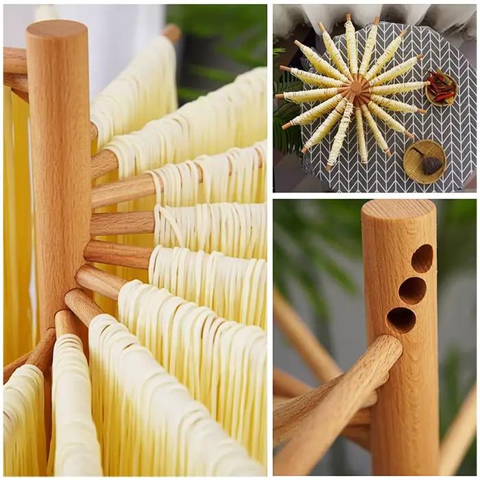 Support de séchage de pâtes pliable, support à Spaghetti en bois, avec 16 tiges de Suspension, cintre de nouilles fraîches faites maison pour la cuisine, 1 pièce