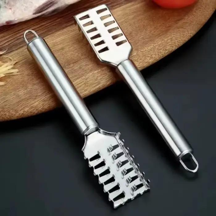Couteau en écailles de poisson en acier inoxydable, grattoir en dents de scie, grattage, désossage, filetage, coupe, grattage, couteau de creuser, 1 pièce
