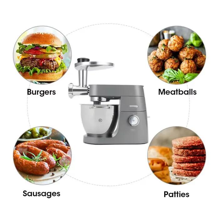 Ensemble de broyeur alimentaire KIKIAID pour Kenwood Chef/Fall XL, KVC, KVL, kMix - Accessoires pour broyage de viande, fruits, légumes, fromages à pâte dure et fabrication de saucisses