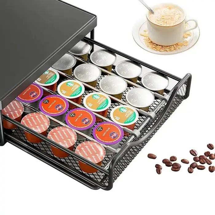 Capsules de café tiroir de bureau support de rangement maison cuisine extractible Simple fer Machine à café Base étagère de rangement