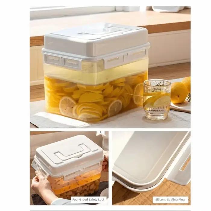 Conteneur à kimchi pratique de 5 L, rectangulaire, à pression, pour la fermentation, hermétique et anti-fuite, pour la cuisine