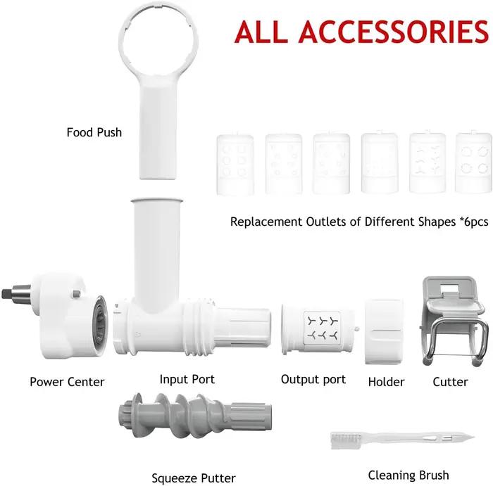 Machine à pâtes 6 en 1 pour accessoires de mélangeur KitchenAid, pour accessoire de pâtes Kitchenaid pour batteur sur socle d'aide à la cuisine