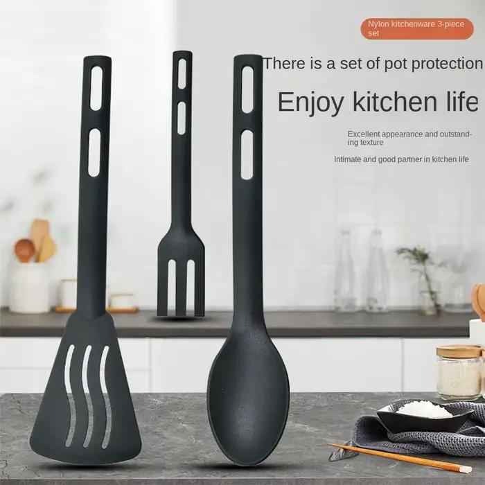 Ensemble d'ustensiles de cuisine en nylon antiadhésif, accessoire de batterie de cuisine, cuillère portable, spatule, degré de chaleur, pour la cuisine, le camping et les randonnées