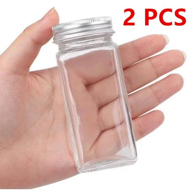 Bocaux à Épices en Verre Style AfricSquare, Bouchons en Métal Hermétiques, 8 Pièces