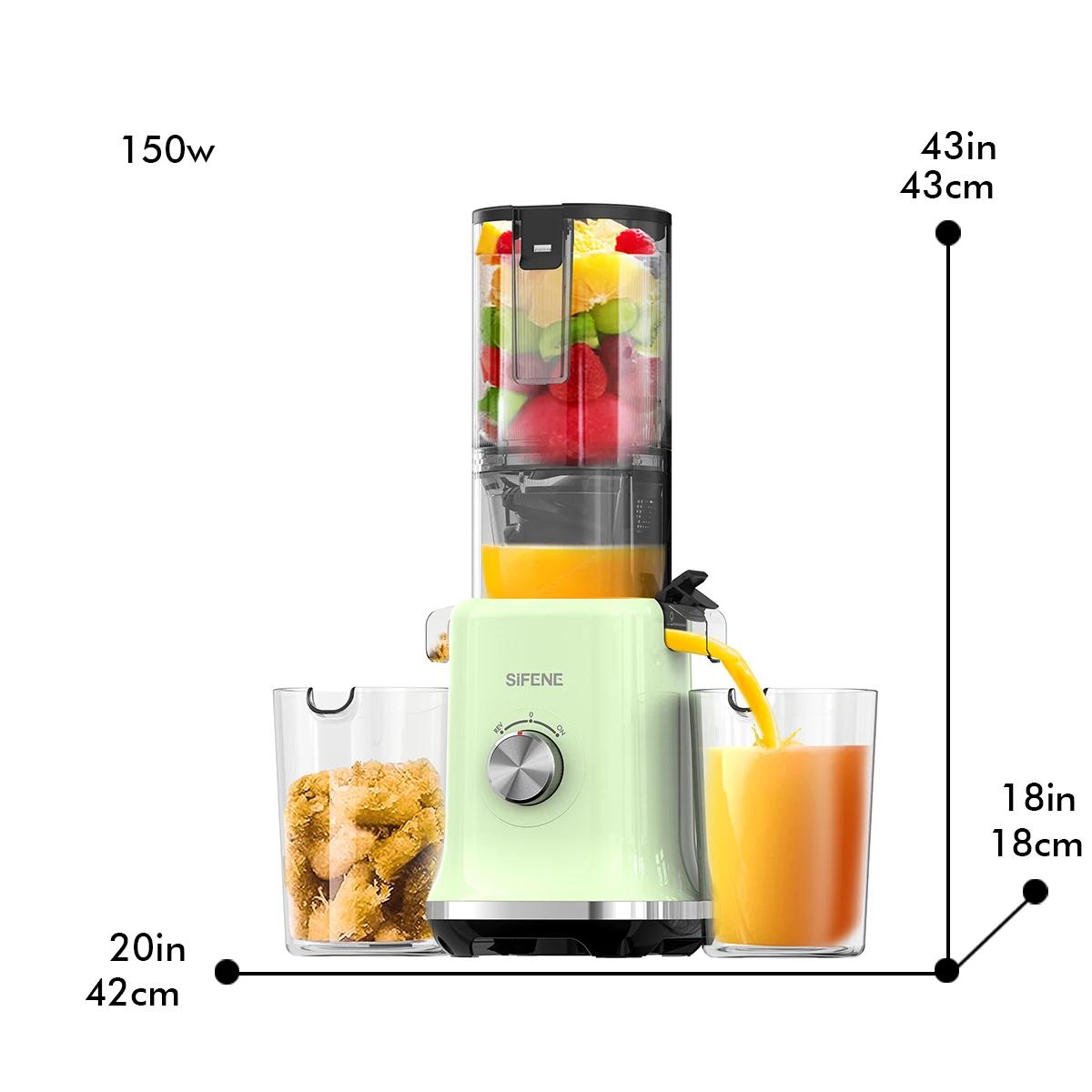 SiFENE-Presse à froid Ju479, Mastication lente à bouche large de 4.3 po avec grande goulotte de raje