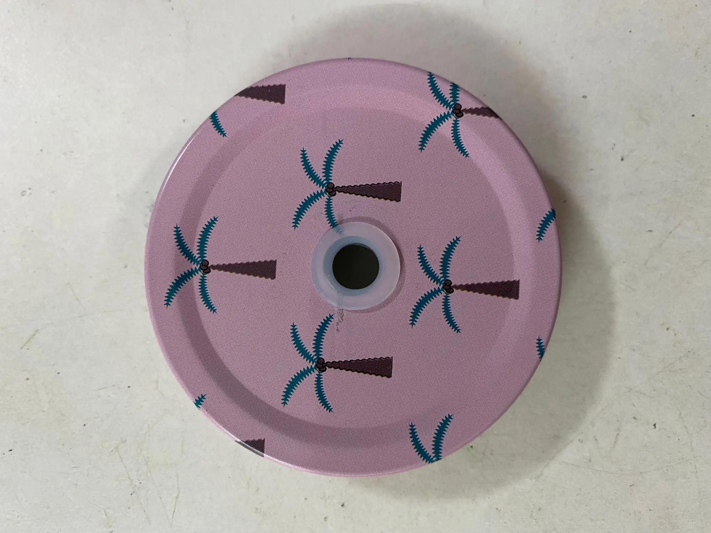 Couvercles de pot Mason en fer blanc perforé de couleur, avec trou de paille, couvercle en verre à b