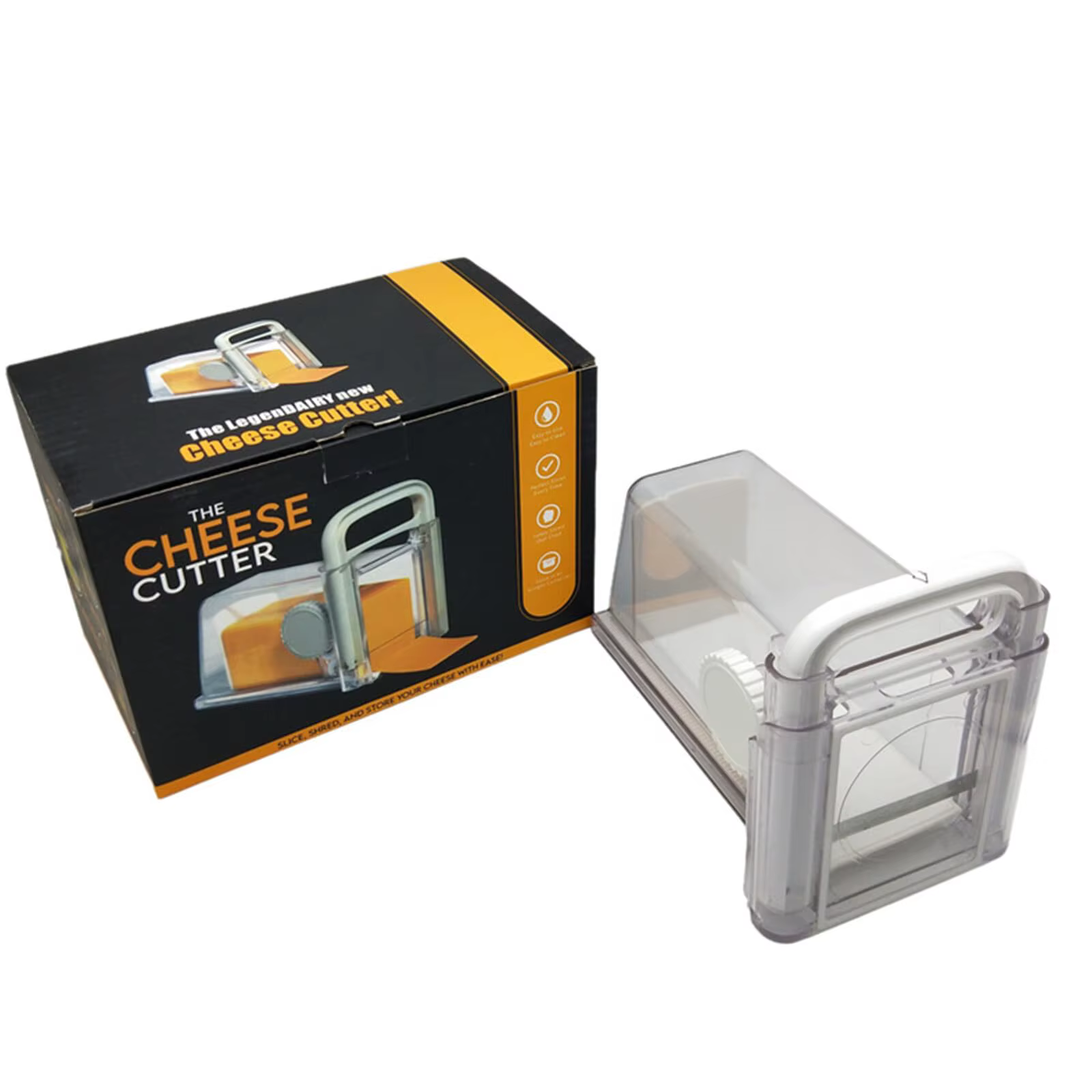 Coupe-fromage avec récipient, 3 lames métalliques, trancheur de beurre, hachoir pour le stockage réf