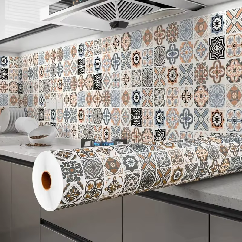 Autocollants muraux pour meubles De cuisine, 40cm, résistants à l'huile, Papel De Parede auto-adhési