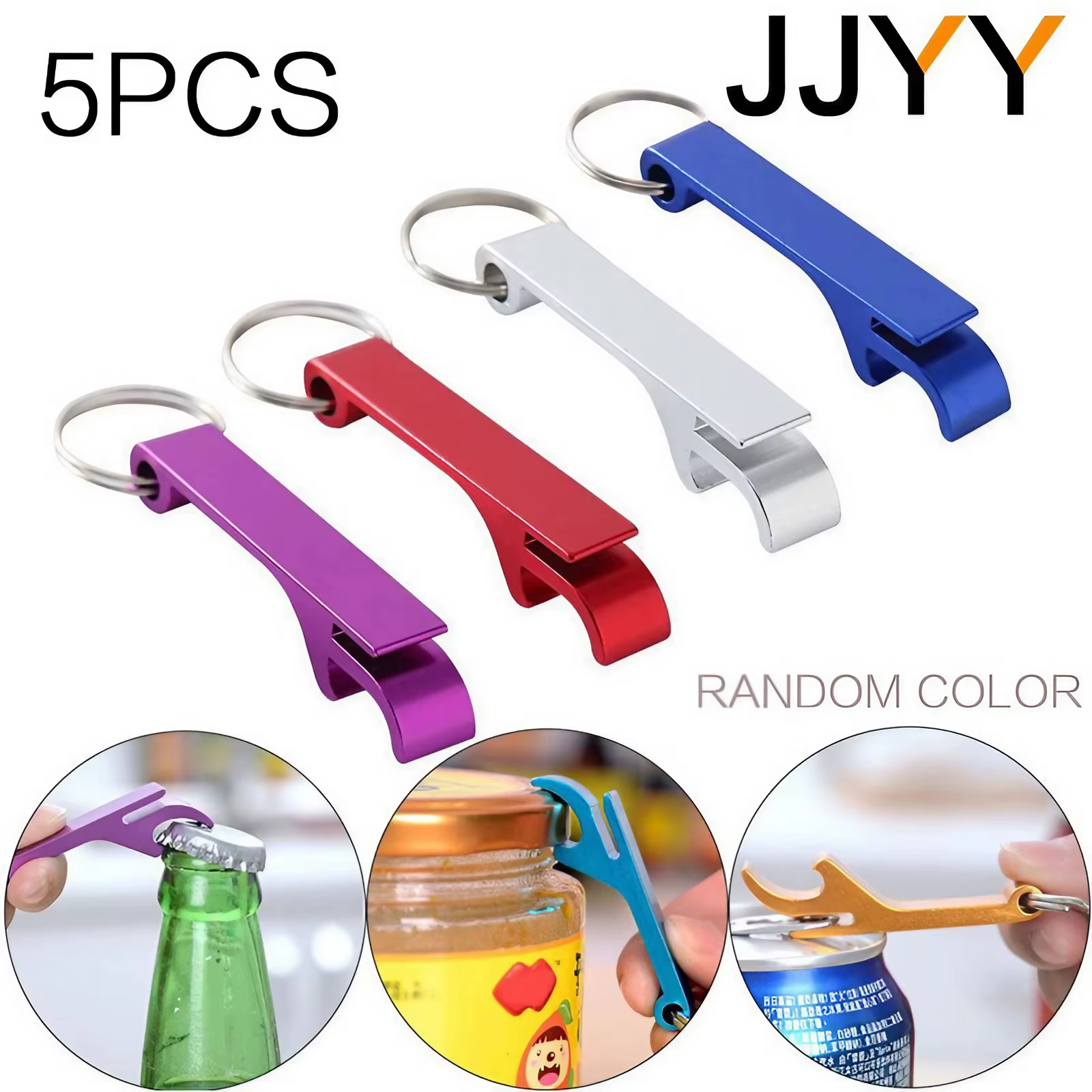 JJYY 5 pièces ouvre-bouteille de bière multifonctionnel Portable en alliage d'aluminium Mini clé pen