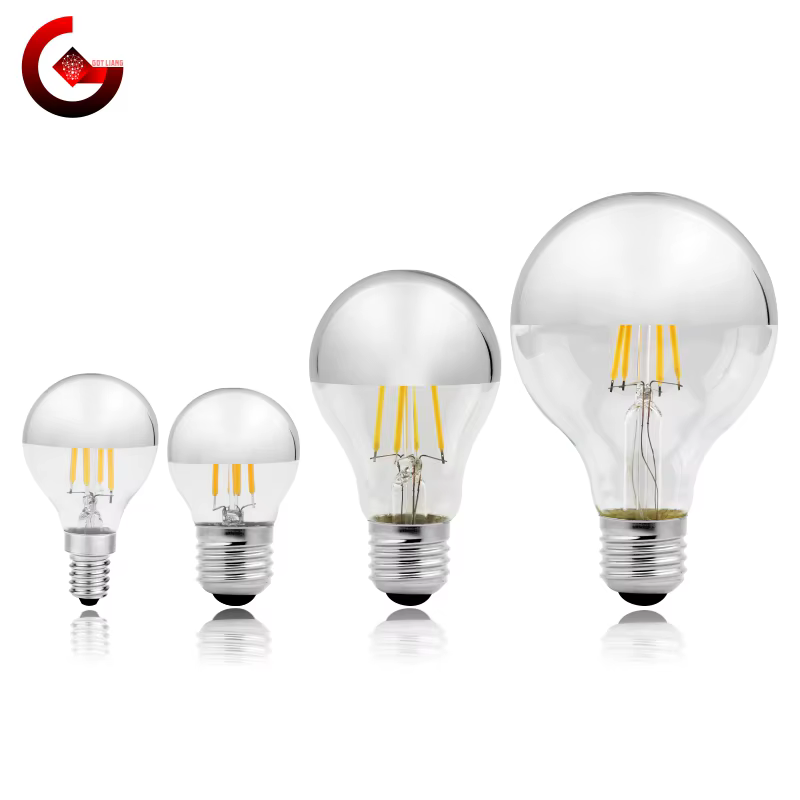 Miroir argent rétro Edison ampoule LED E14 E27 4W G45 A60 ST64 G80 G95 Vintage Filament Lampada lamp