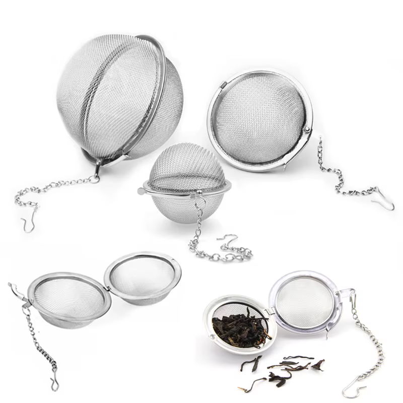 Boule de thé à épices en acier inoxydable, infuseur à thé, sphère de verrouillage, passoire à maille
