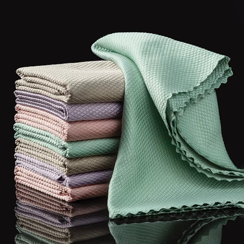 Chiffon de nettoyage de verre en microfibre, 10 pièces, non pelucheux, pour fenêtres, voiture, miroi