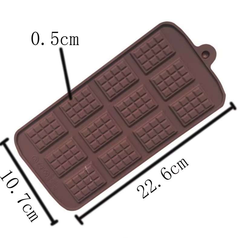 Moule à chocolat en silicone, 12 cavités, pâtisserie, barre chocolatée, gâteau, décoration, accessoi