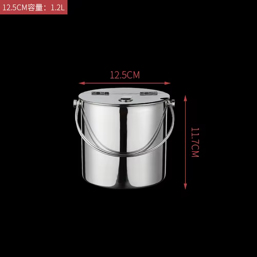 Seau à Sucre Épais à Clapet en Acier Inoxydable avec Couvercle, Glace Portable E27, Magasin de Thé a
