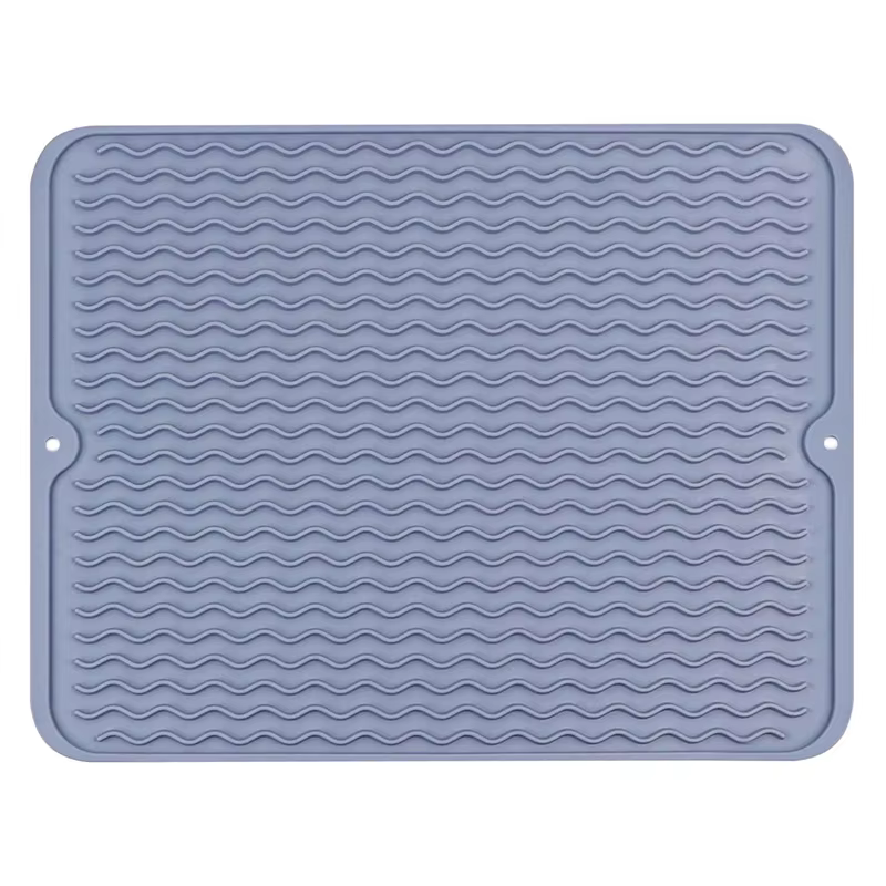 Tapis de séchage de vaisselle en silicone, 40 x 30 cm - Grand tapis de séchage de vaisselle, tapis d
