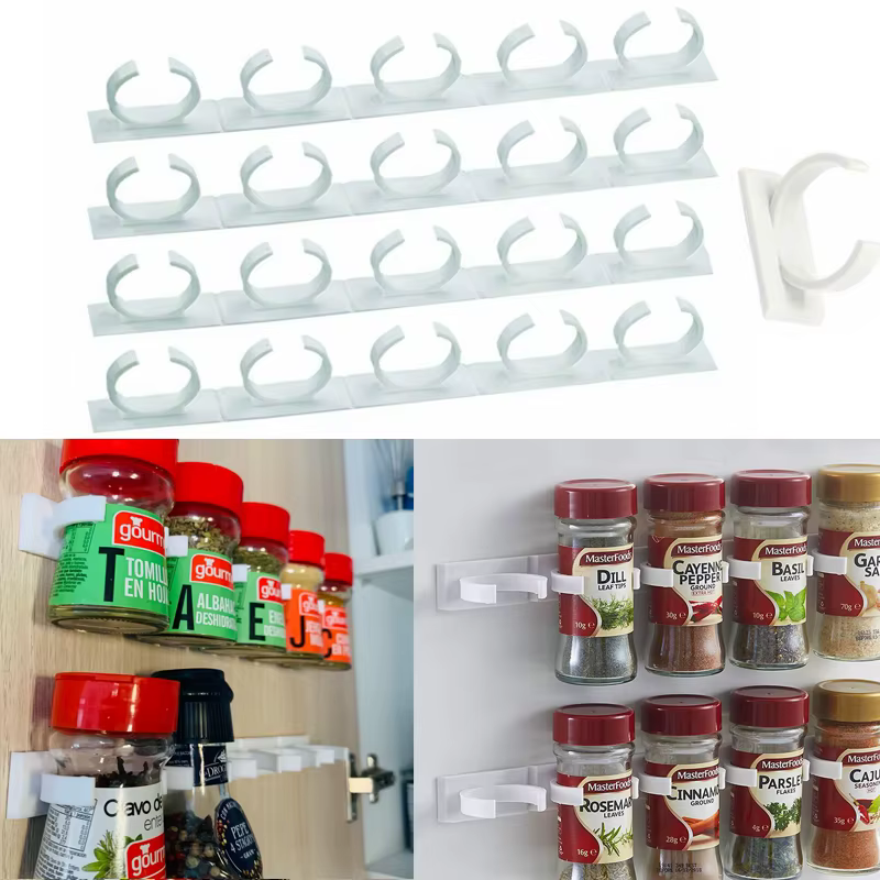 Pince murale en plastique pour épices, rangement de cuisine à domicile, ingrédients T1, accessoires 