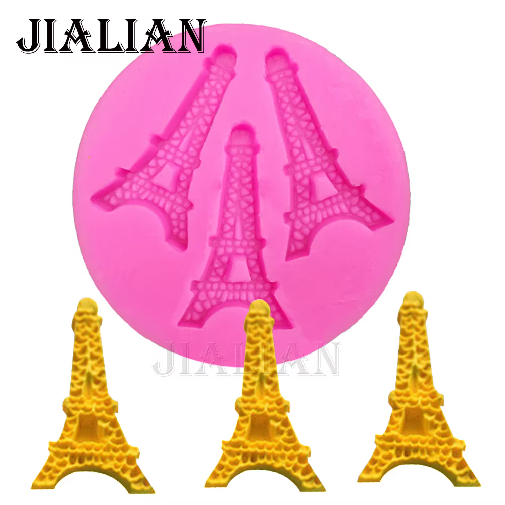 Moule en forme de tour Eiffel à 3 trous en silicone, ustensile de décoration de gâteaux, fondant, ch