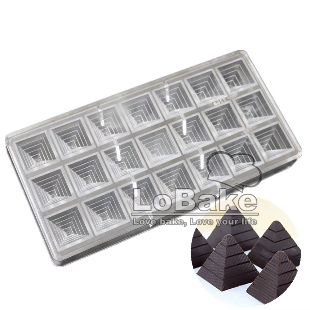 Moule à chocolat en forme de pyramide, 21 cavités, 3cm de hauteur, PC, en Polycarbonate, pour sugarc