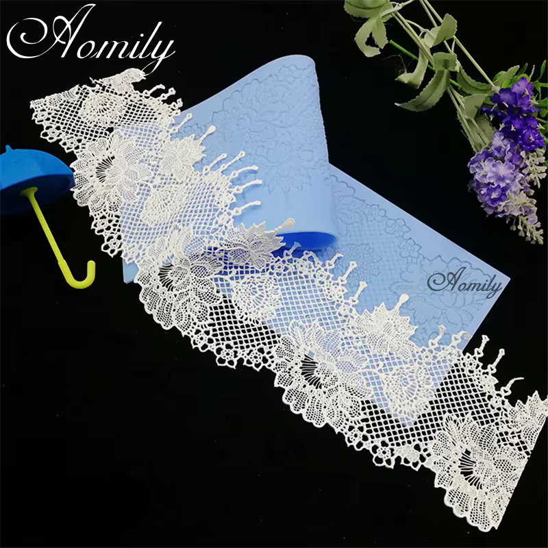 Aomily-Moule à gâteau de mariage en silicone, fleur, dentelle, jupe, mousse, bord, décor, Sugarcraft