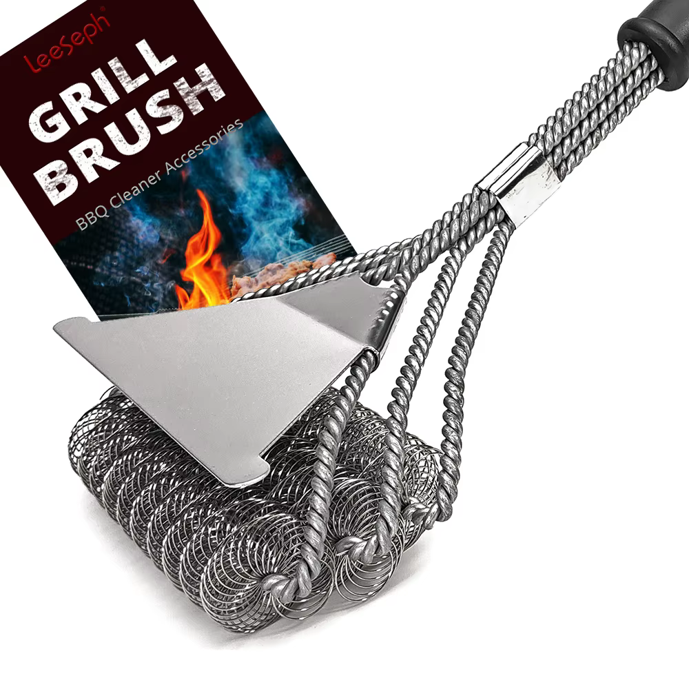 Brosse de gril sûre-brosse de barbecue sans poils-nettoyeur de barbecue en acier inoxydable résistan