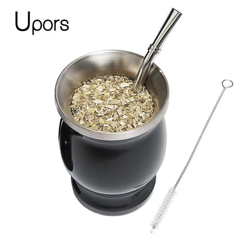 UPORS Yerba Mate Cup 304 acier inoxydable Double paroi 8oz courge Yerba Mate argentine avec Bombilla