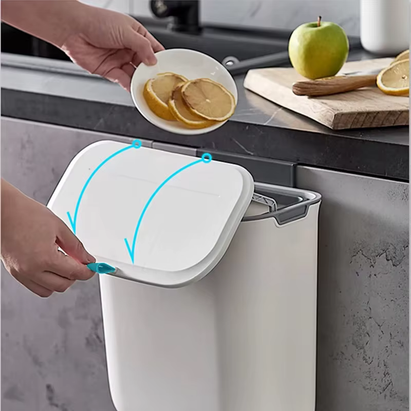 Poubelle murale avec couvercle pour porte d'armoire de cuisine, corbeille à papier créative pour toi