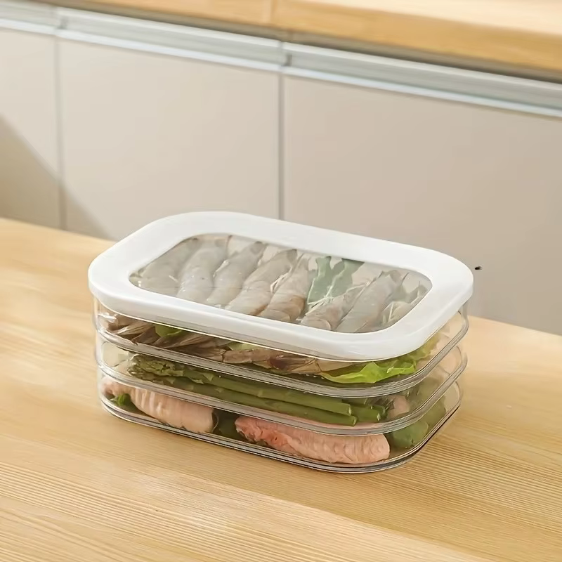 Boîte de conservation empilable pour réfrigérateur avec couvercle transparent, organisateur de réfri