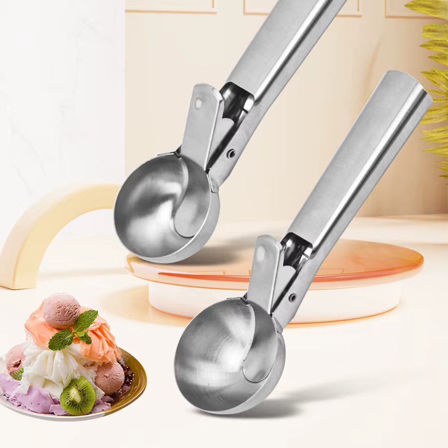 Cuillère à glace à double usage en acier inoxydable, cuillère à glace multifonctionnelle pour fruits