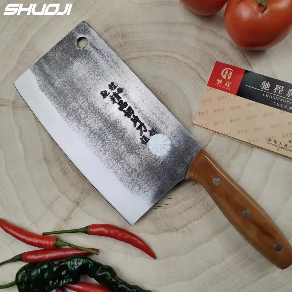 Couteau de cuisine chinois à l'ancienne, couteau forgé traditionnel fait à la main, couteau à tranch