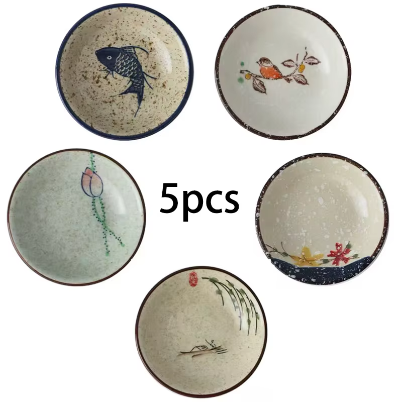Lot de 5 assiettes à sauce et plats à collation de style japonais, pour accompagnements froids, frui